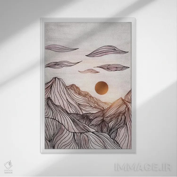 تابلو دکوراتیو خطوط در کوه ها I اثر ویویانا گونزالس - نمای قابدار سفید