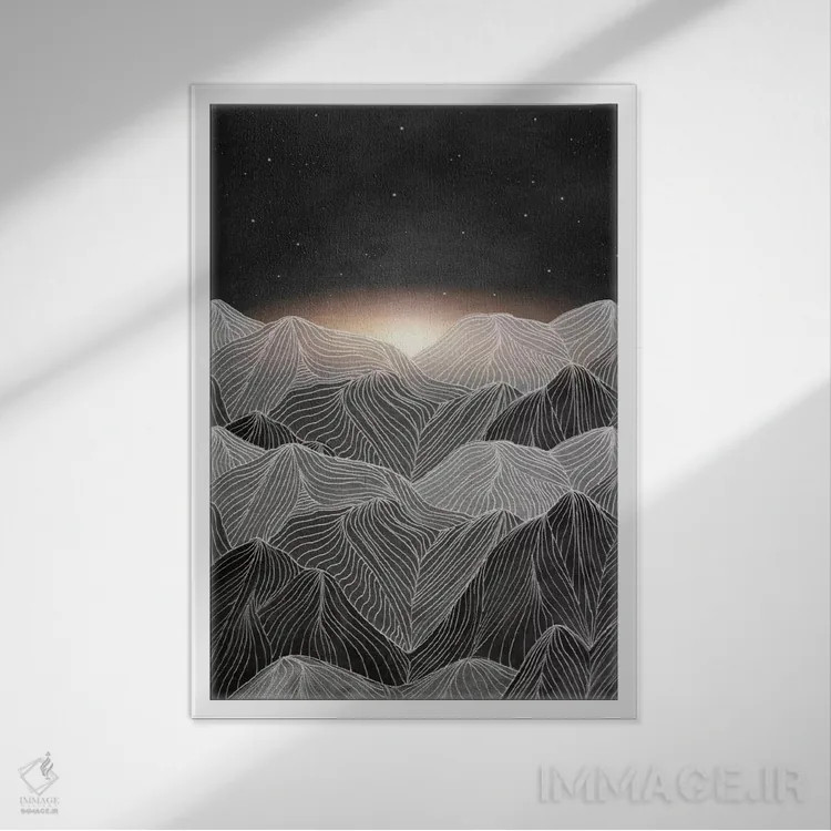 تابلو دکوراتیو خطوط در کوه ها XIX اثر ویویانا گونزالس - نمای قابدار سفید