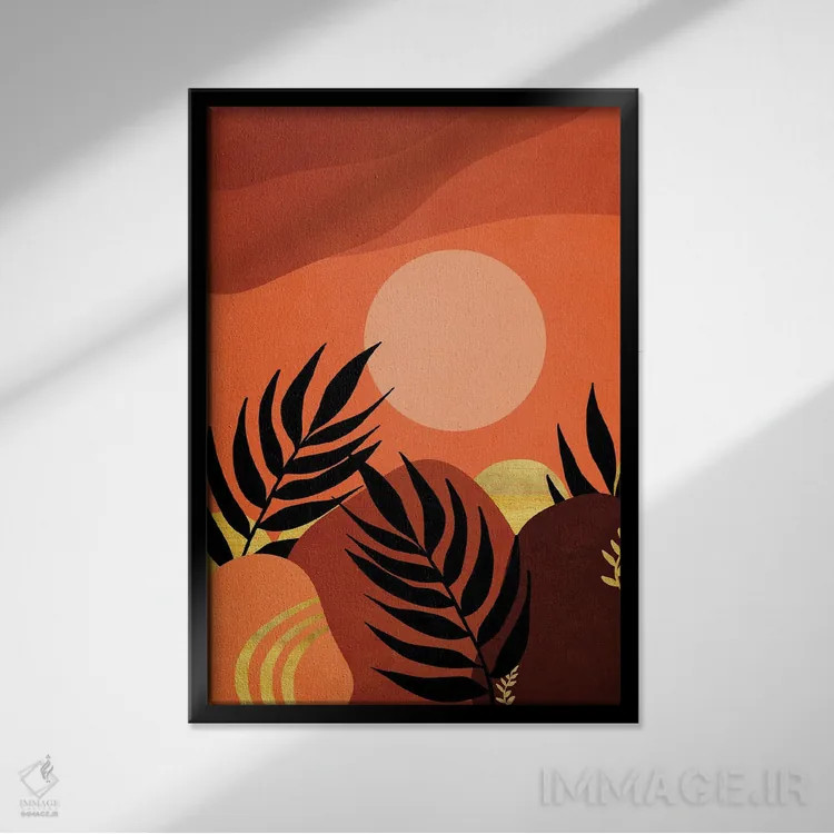 تابلو انتزاعی منظره گرمسیری ۴ اثر ویویانا گونزالس - نمای قابدار مشکی