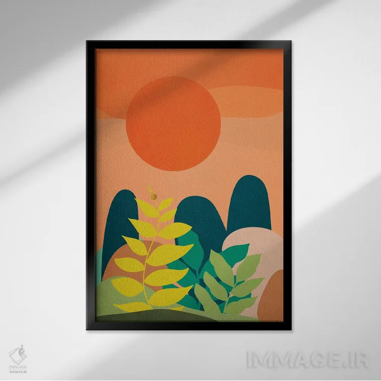 تابلو انتزاعی منظره گرمسیری ۲ اثر ویویانا گونزالس - نمای قابدار مشکی