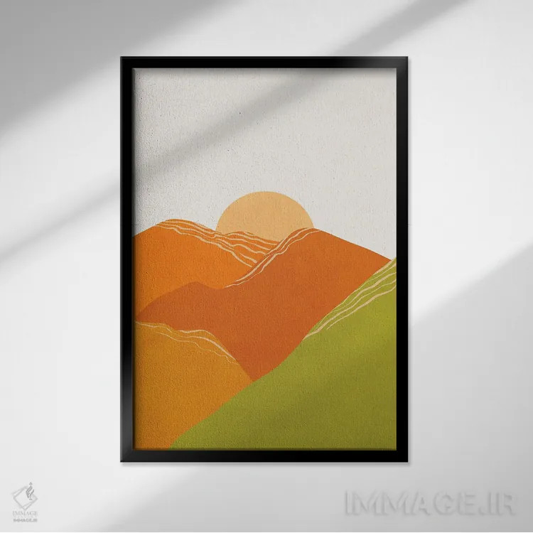 تابلو مینیمال غروب انتزاعی مینیمال ۳ اثر ویویانا گونزالس - نمای قابدار مشکی