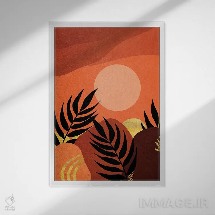 تابلو انتزاعی منظره گرمسیری ۴ اثر ویویانا گونزالس - نمای قابدار سفید