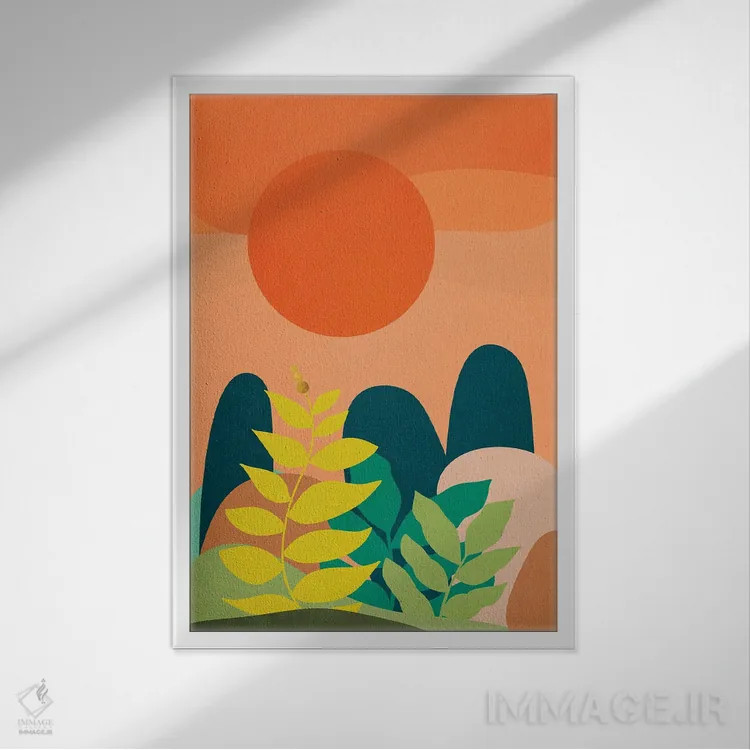 تابلو انتزاعی منظره گرمسیری ۲ اثر ویویانا گونزالس - نمای قابدار سفید