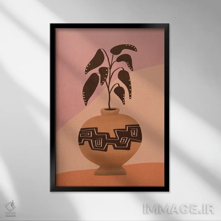 تابلو دکوراتیو گیاه در گلدان ۴ اثر ویویانا گونزالس - نمای قابدار مشکی