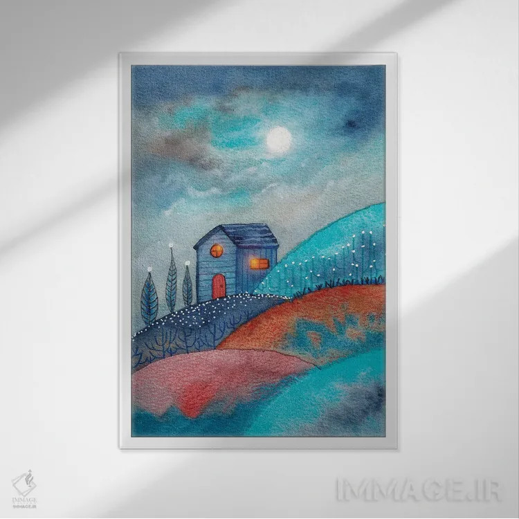 تابلو دکوراتیو ماه کامل در کوه ها اثر ویویانا گونزالس - نمای قابدار سفید