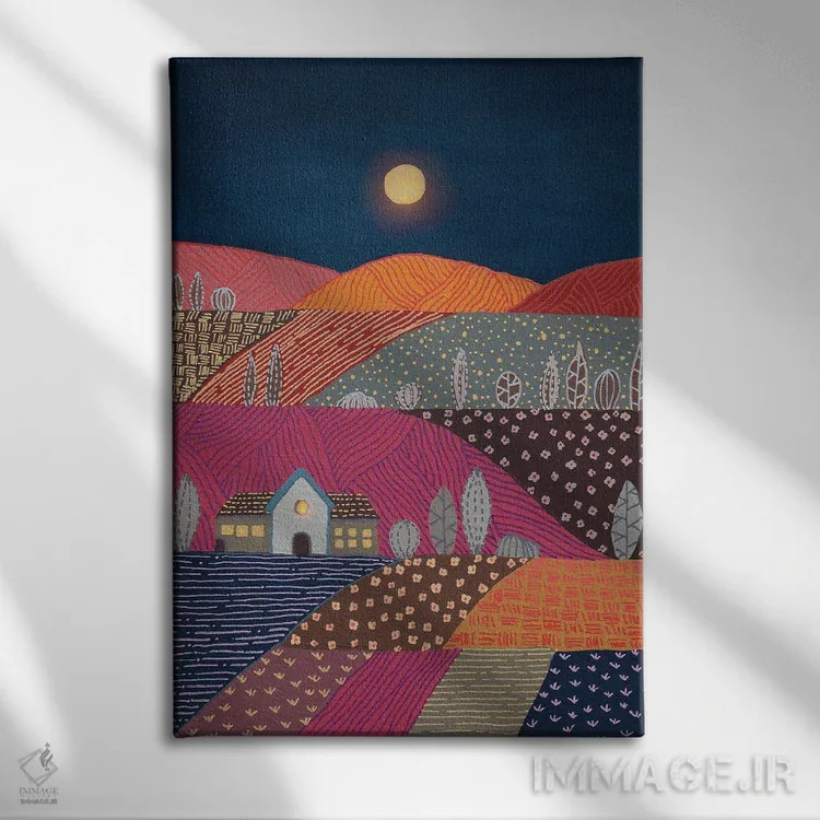 تابلو انتزاعی منظره نیمه شب ۲ اثر ویویانا گونزالس - نمای روبهرو روی دیوار