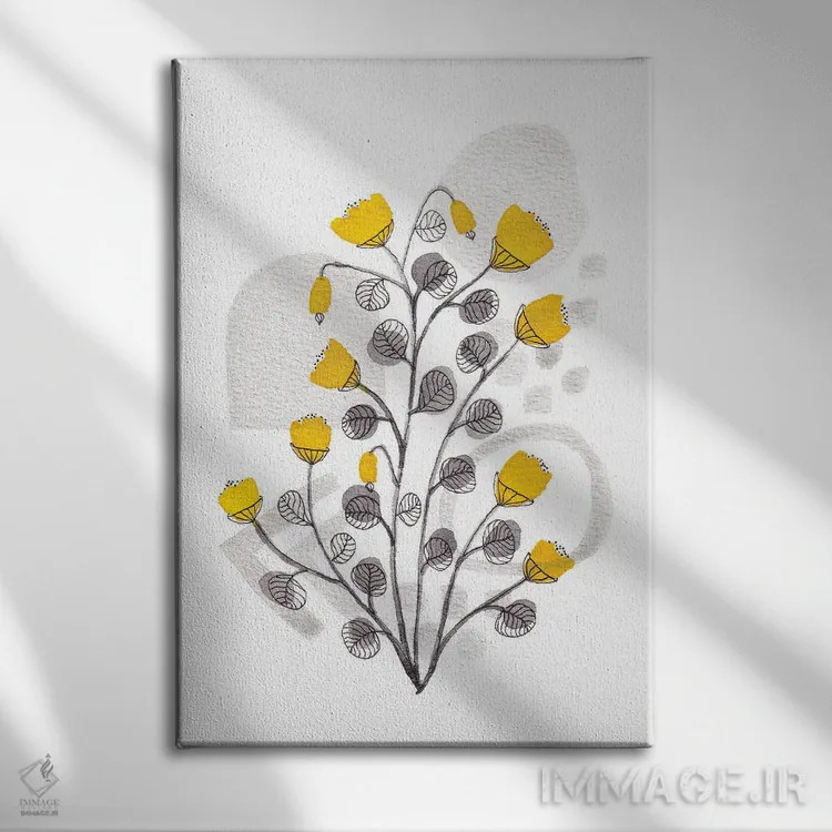 تابلو مینیمال گیاهان آبرنگی ارگانیک ۱ اثر ویویانا گونزالس - نمای روبهرو روی دیوار