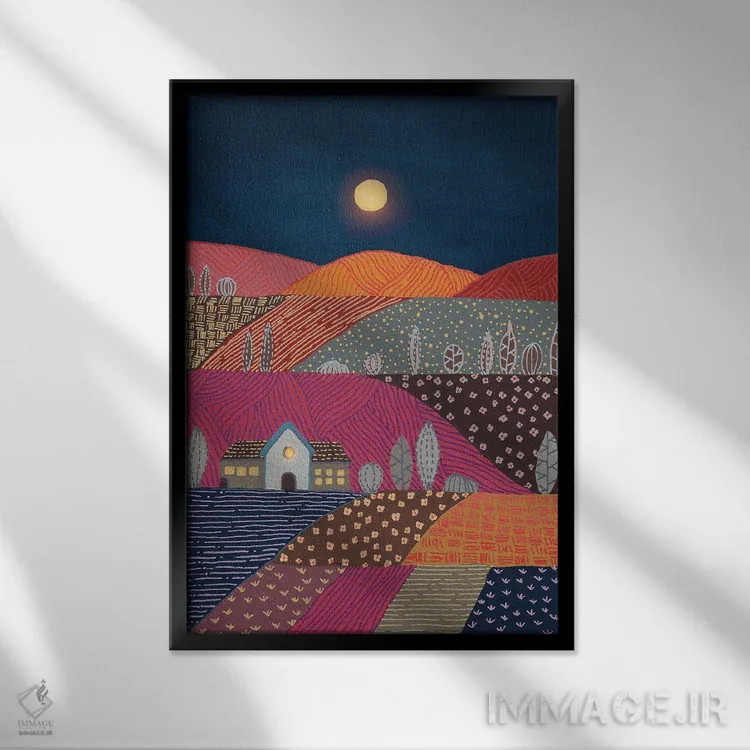 تابلو انتزاعی منظره نیمه شب ۲ اثر ویویانا گونزالس - نمای قابدار مشکی