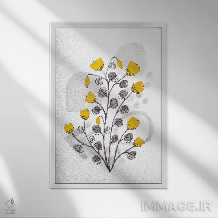 تابلو مینیمال گیاهان آبرنگی ارگانیک ۱ اثر ویویانا گونزالس - نمای قابدار سفید