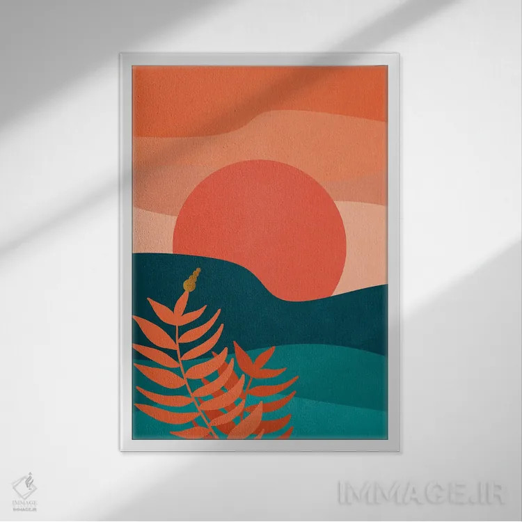 تابلو انتزاعی منظره گرمسیری ۱ اثر ویویانا گونزالس - نمای قابدار سفید