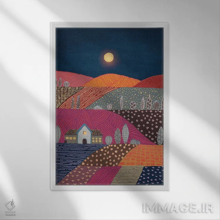 تابلو انتزاعی منظره نیمه شب ۲ اثر ویویانا گونزالس - نمای قابدار سفید