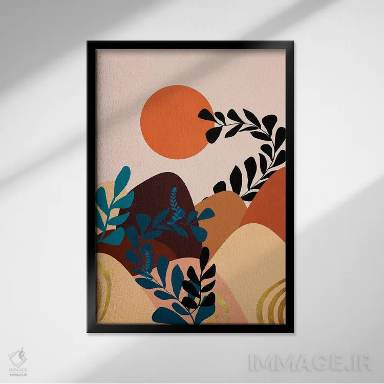 تابلو انتزاعی منظره گرمسیری ۳ اثر ویویانا گونزالس - نمای قابدار مشکی