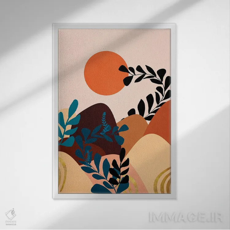 تابلو انتزاعی منظره گرمسیری ۳ اثر ویویانا گونزالس - نمای قابدار سفید