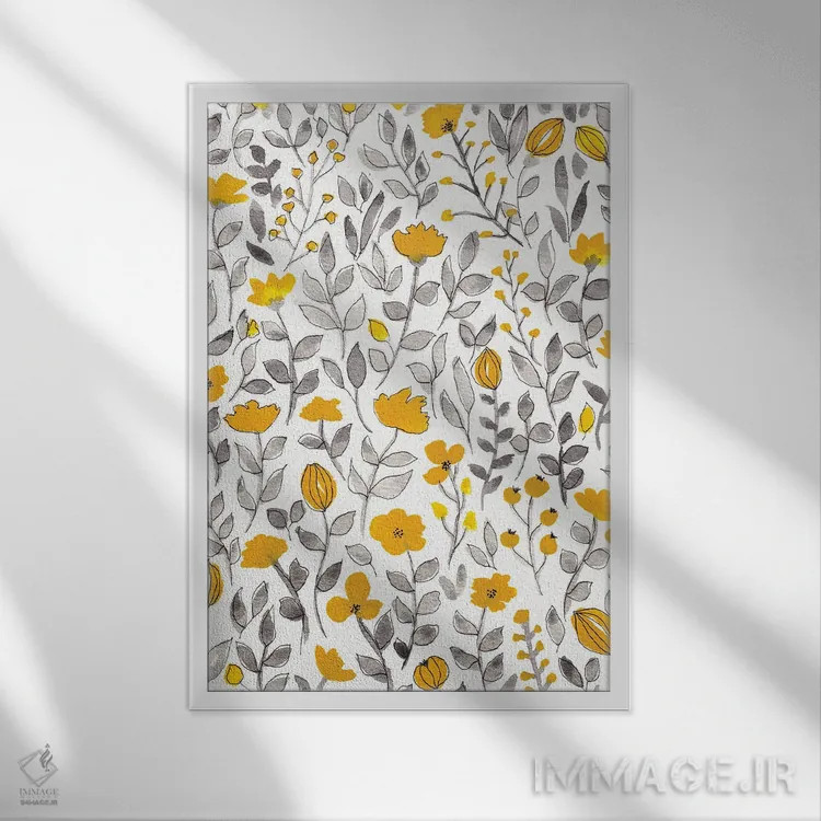تابلو دکوراتیو گیاهان آبرنگی ارگانیک ۲ اثر ویویانا گونزالس - نمای قابدار سفید