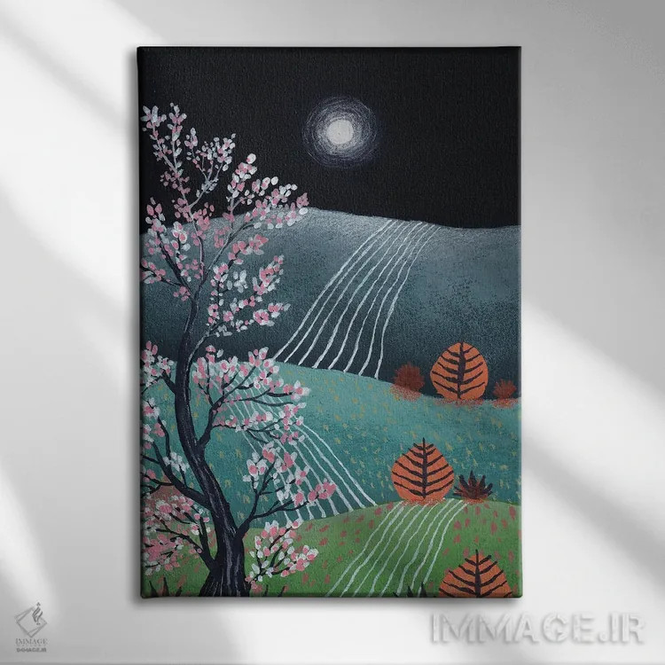 تابلو دکوراتیو منظره نیمه شب ۶ اثر ویویانا گونزالس - نمای روبهرو روی دیوار