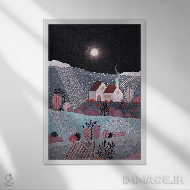 تابلو دکوراتیو منظره نیمه شب ۵ اثر ویویانا گونزالس - نمای قابدار سفید