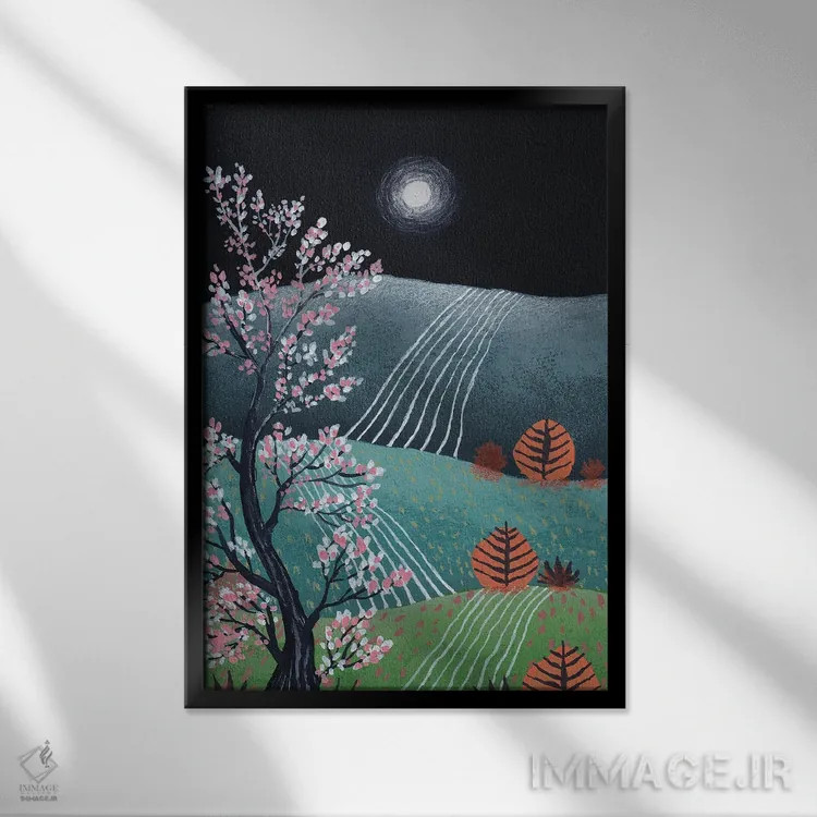 تابلو دکوراتیو منظره نیمه شب ۶ اثر ویویانا گونزالس - نمای قابدار مشکی