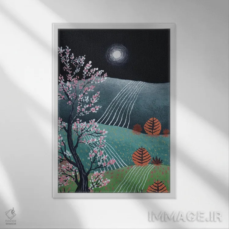 تابلو دکوراتیو منظره نیمه شب ۶ اثر ویویانا گونزالس - نمای قابدار سفید