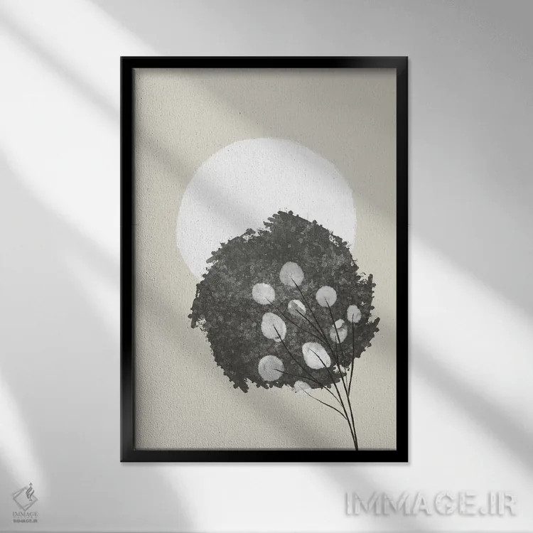 تابلو مینیمال گیاهان ژاپندی ۱ اثر ویویانا گونزالس - نمای قابدار مشکی