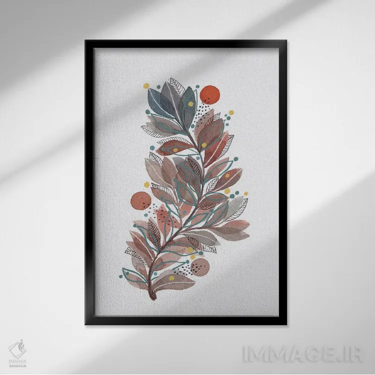 تابلو مدرن گیاهان آبرنگی ارگانیک ۴ اثر ویویانا گونزالس - نمای قابدار مشکی