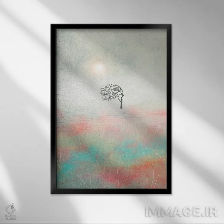 تابلو انتزاعی غروب و درخت ۲ اثر ویویانا گونزالس - نمای قابدار مشکی