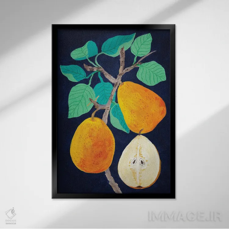 تابلو مینیمال گلابی ها اثر ویویانا گونزالس - نمای قابدار مشکی