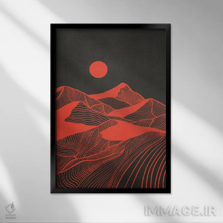 تابلو دکوراتیو طراحی خطی کوهستان قدیمی II اثر ویویانا گونزالس - نمای قابدار مشکی