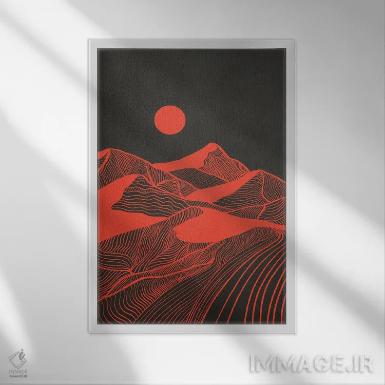 تابلو دکوراتیو طراحی خطی کوهستان قدیمی II اثر ویویانا گونزالس - نمای قابدار سفید