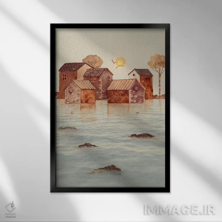 تابلو دکوراتیو روستای قدیمی اثر ویویانا گونزالس - نمای قابدار مشکی