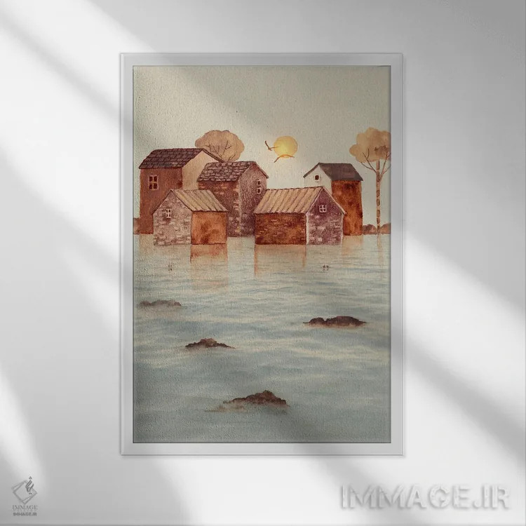 تابلو دکوراتیو روستای قدیمی اثر ویویانا گونزالس - نمای قابدار سفید