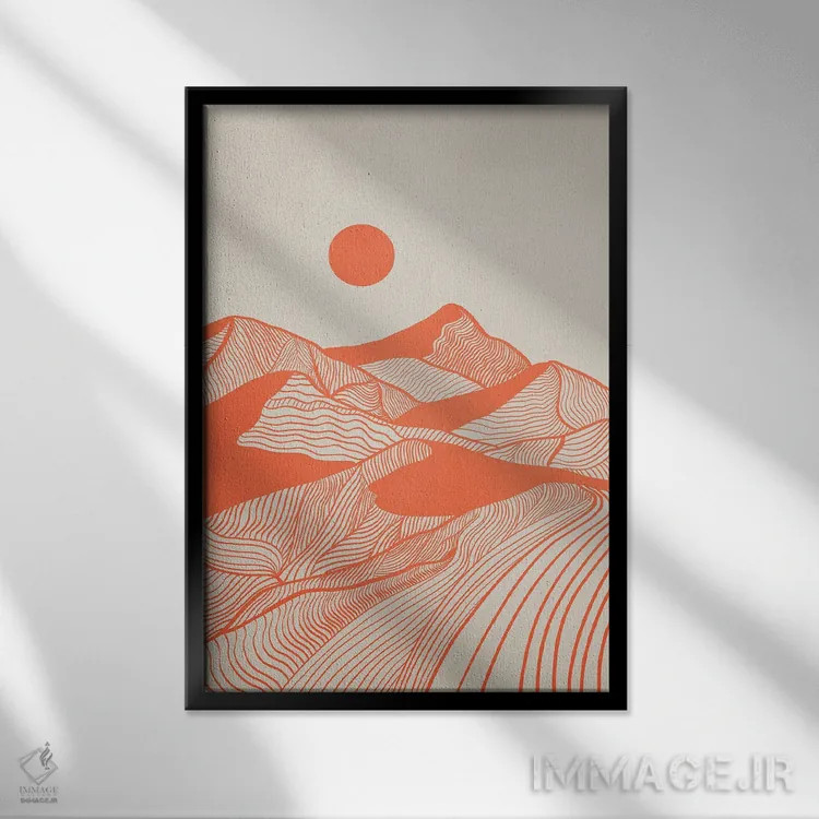 تابلو دکوراتیو طراحی خطی کوهستان قدیمی اثر ویویانا گونزالس - نمای قابدار مشکی