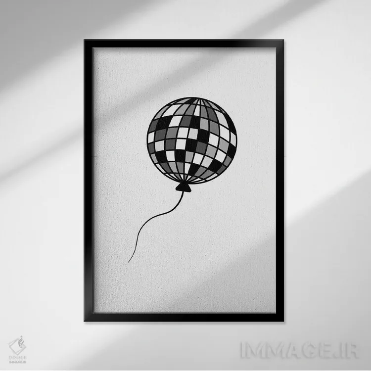 تابلو مینیمال خداحافظ دیسکو در سیاه و سفید اثر ویکتور هرتس - نمای قابدار مشکی