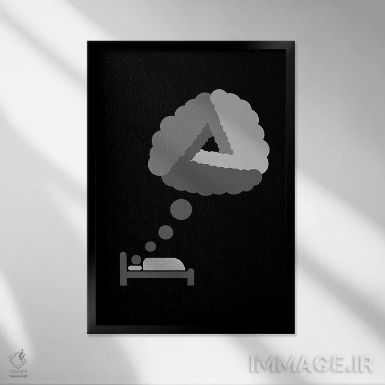 تابلو مینیمال رویاهای غیرممکن در سیاه و سفید اثر ویکتور هرتس - نمای قابدار مشکی