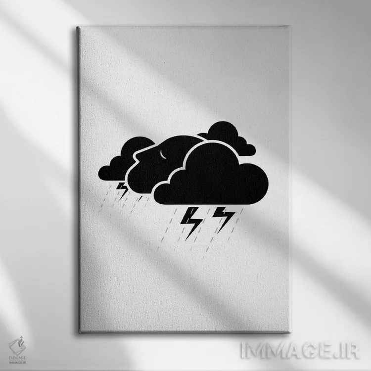 تابلو مینیمال ذهن طوفانی در سیاه و سفید اثر ویکتور هرتس - نمای روبهرو روی دیوار