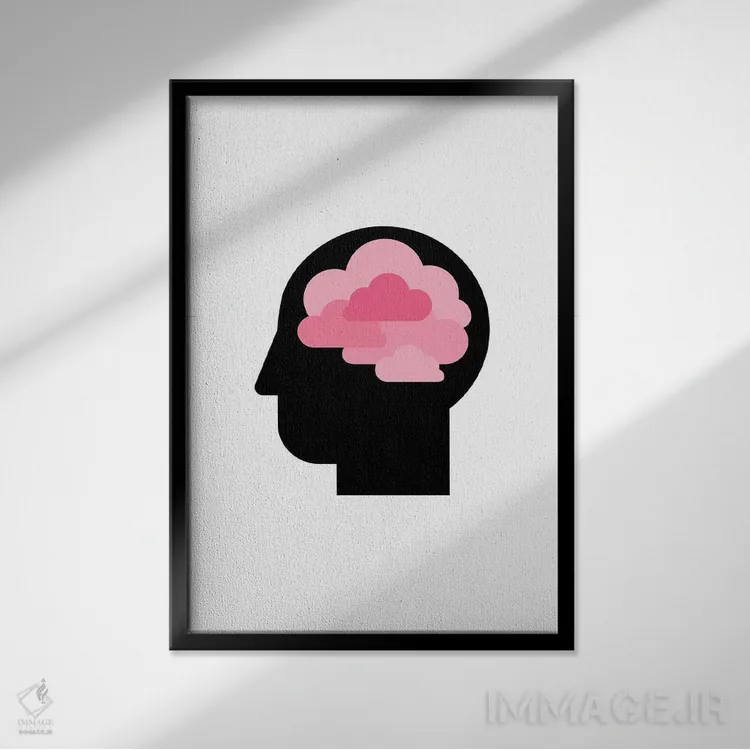 تابلو مینیمال ابرهای صورتی اثر ویکتور هرتس - نمای قابدار مشکی
