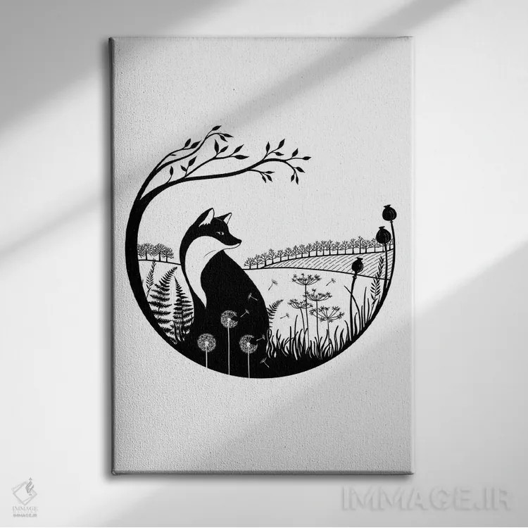 تابلو مدرن سایه روشن روباه اثر ویکی هانت - نمای روبهرو روی دیوار