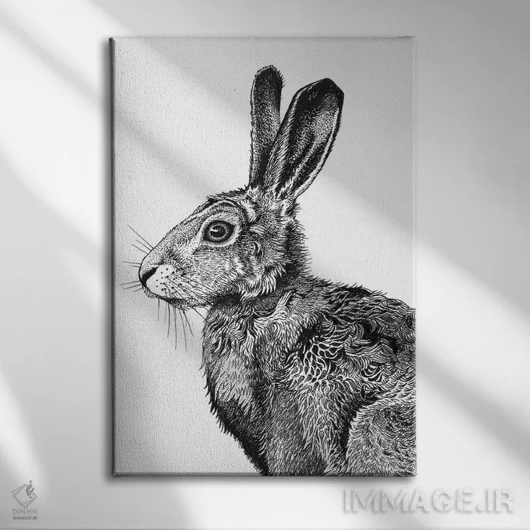 تابلو دکوراتیو خرگوش صحرایی ۱ اثر ویکی هانت - نمای روبهرو روی دیوار