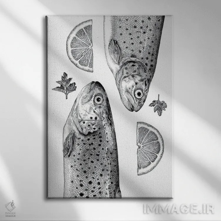 تابلو دکوراتیو قزل آلای قهوه ای اثر ویکی هانت - نمای روبهرو روی دیوار