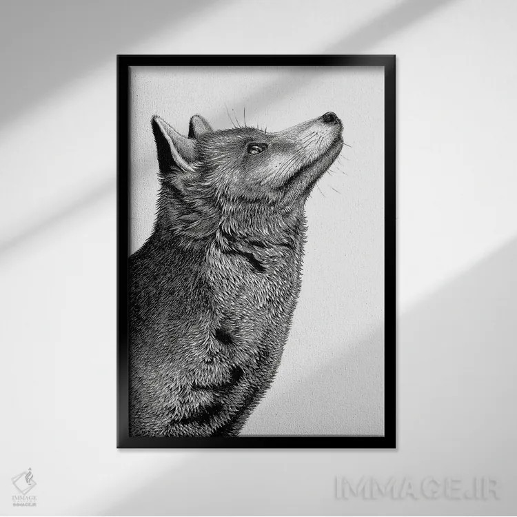 تابلو دکوراتیو روباه اثر ویکی هانت - نمای قابدار مشکی