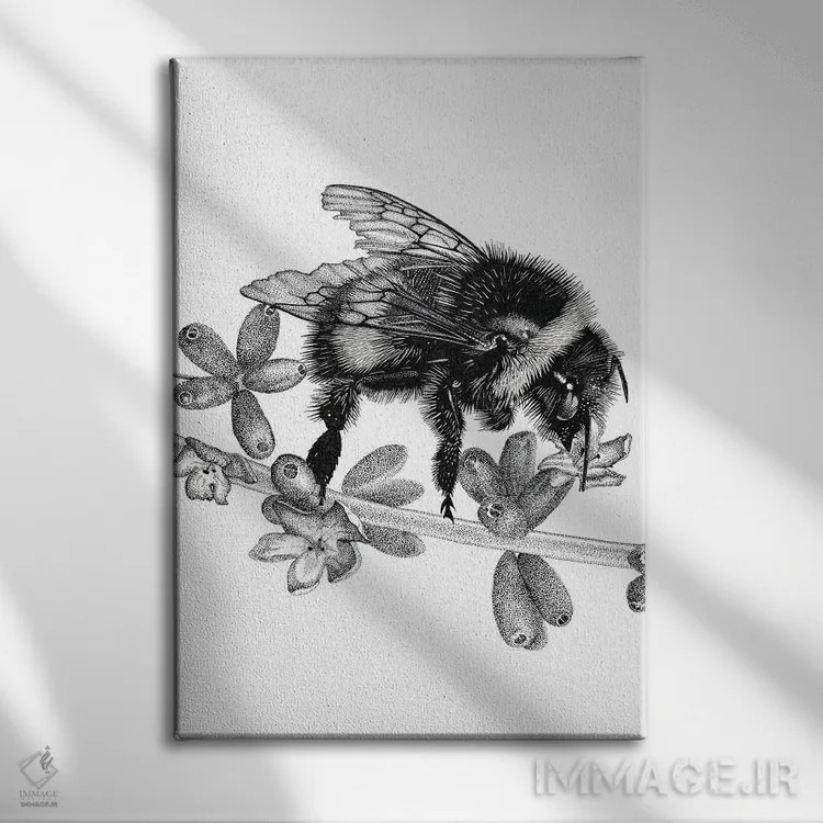 تابلو دکوراتیو زنبور روی اسطوخودوس اثر ویکی هانت - نمای روبهرو روی دیوار