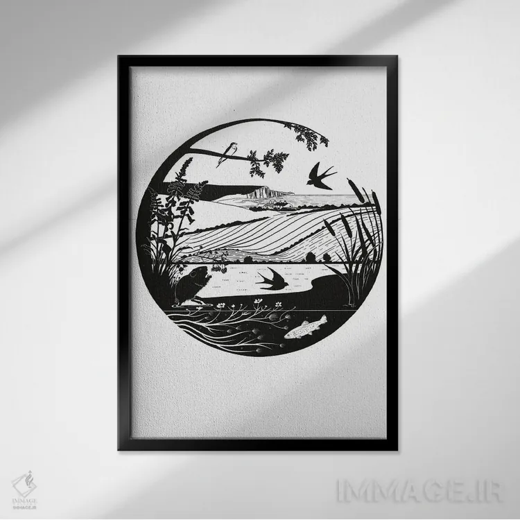 تابلو دکوراتیو سایه روشن ساوت داونز اثر ویکی هانت - نمای قابدار مشکی