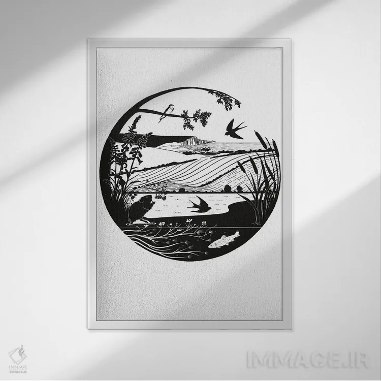تابلو دکوراتیو سایه روشن ساوت داونز اثر ویکی هانت - نمای قابدار سفید