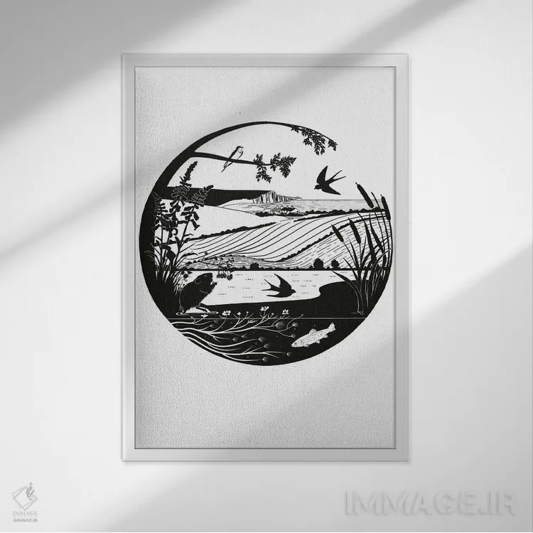 تابلو دکوراتیو سایه روشن ساوت داونز اثر ویکی هانت - نمای قابدار سفید