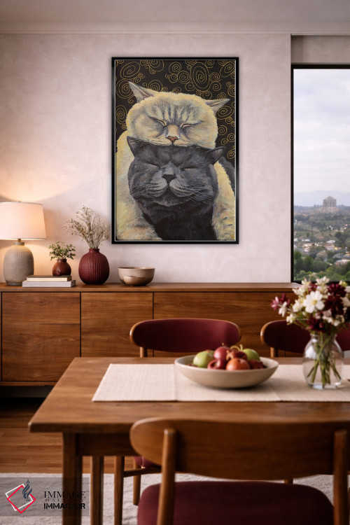 تابلو دکوراتیو عشق گربه ای اثر آلونا واخمسترووا - D6B