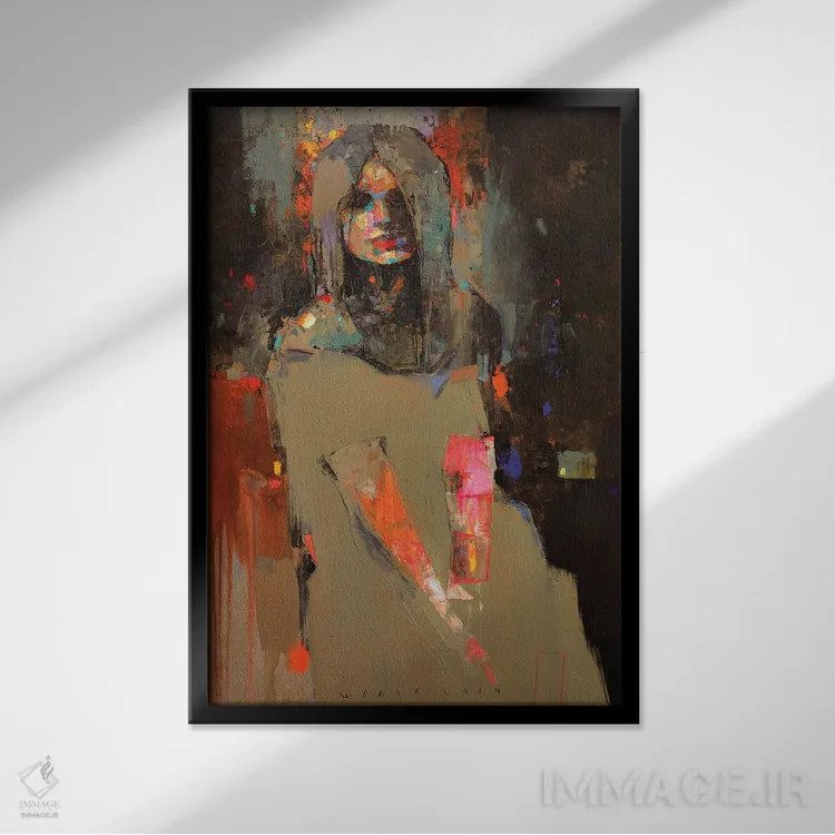 تابلو انتزاعی گل شبانه اثر ویکتور شلگ - نمای قابدار مشکی
