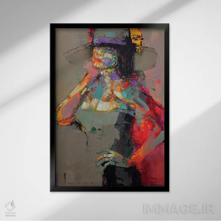 تابلو انتزاعی بانوی شارم اثر ویکتور شلگ - نمای قابدار مشکی