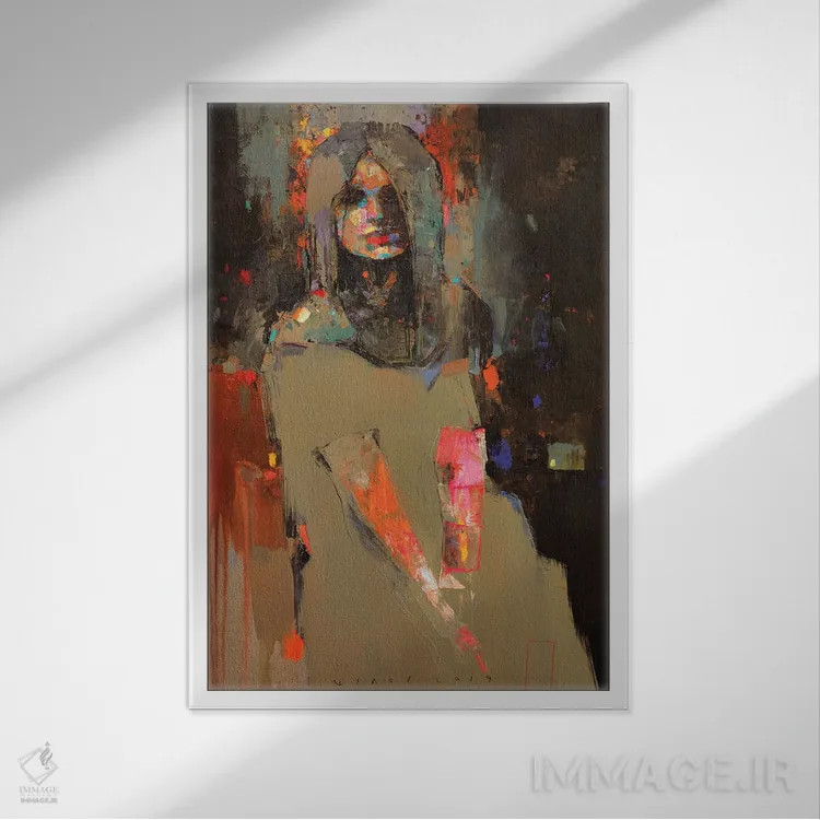 تابلو انتزاعی گل شبانه اثر ویکتور شلگ - نمای قابدار سفید