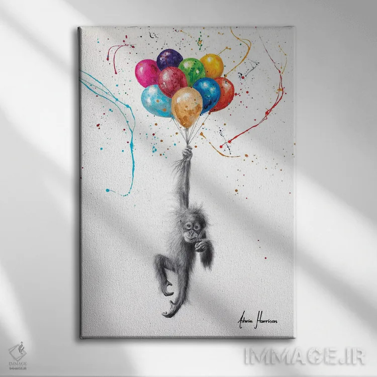 تابلو دکوراتیو اورانگوتان روزگاری اثر اشوین هریسون - نمای روبهرو روی دیوار