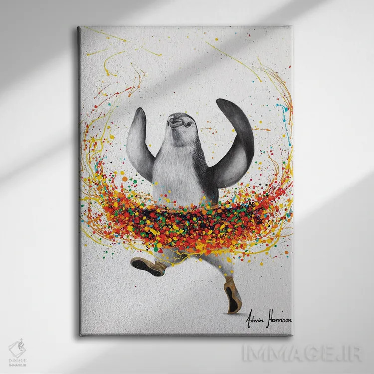تابلو دکوراتیو باله پنگوئن ها اثر اشوین هریسون - نمای روبهرو روی دیوار