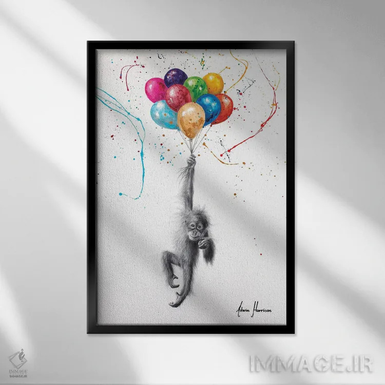 تابلو دکوراتیو اورانگوتان روزگاری اثر اشوین هریسون - نمای قابدار مشکی